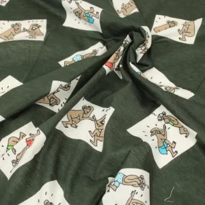 ニット 105*75 ポップ アニマル 猿 モスグリーン