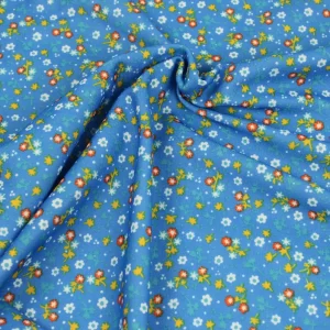 ニット はぎれ レトロ カラフル 小花 水色