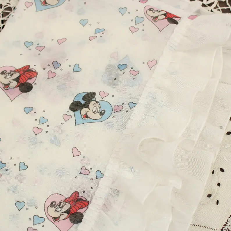 カーテン ミッキー ミニー ハート フリル付き