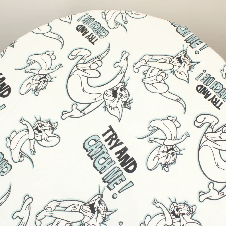 130*90 シーツ解体生地  トムとジェリー モノクロ ブルー