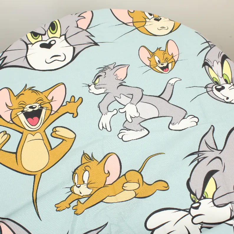 125*120 シーツ解体生地  トムとジェリー ブルーグレー