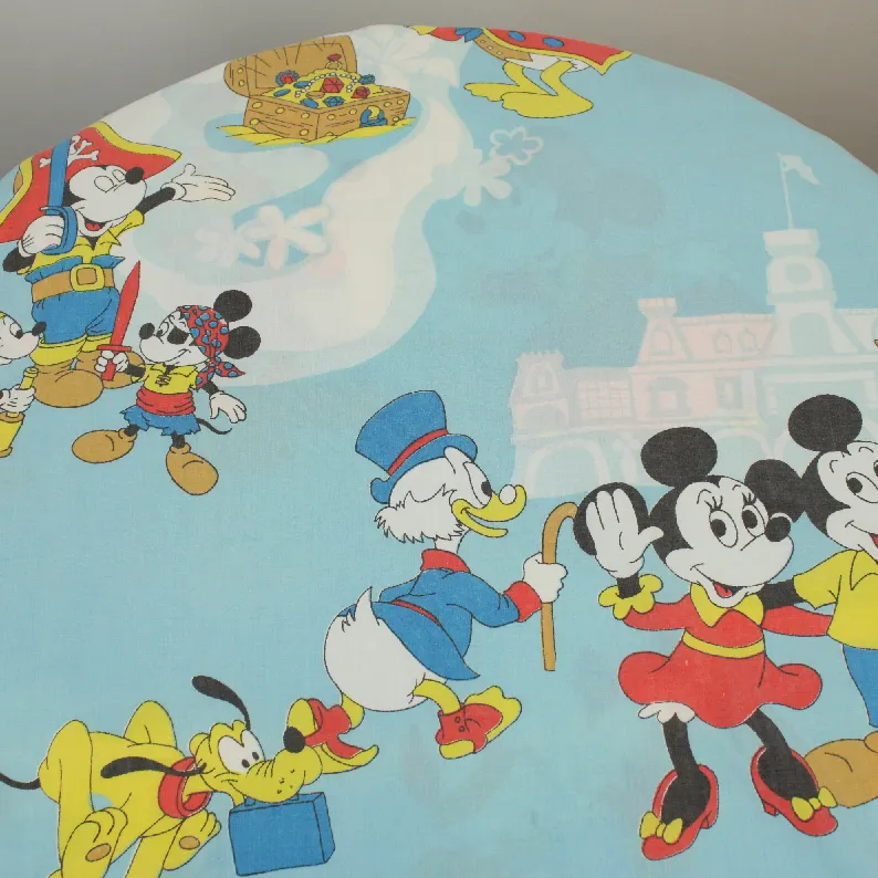 165*115 シーツ解体生地  ミッキー＆フレンズ ディズニーランド 水色