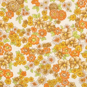 55*70 シック 華やか 花 オレンジ ブラウン