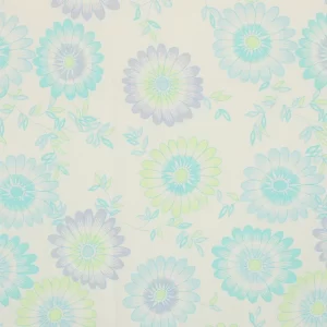 55*70 レトロ 爽やか 花 ブルー グリーン