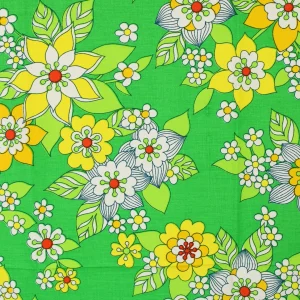 55*60 レトロ カラフル 花 グリーン イエロー