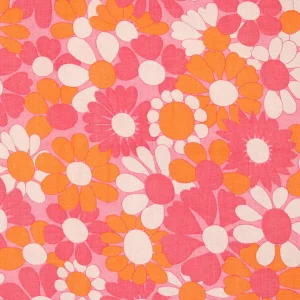 50*50 ポップ かわいい 花 パターン オレンジ ピンク