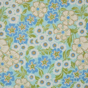 55*55 レトロ 花 植物 ブルー 水色