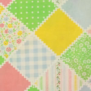 80*55 かわいい パステル 小花 ギンガムチェック パッチワーク