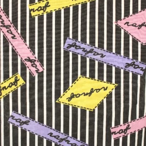 70*60 レトロ nafnaf ポップ ストライプ ロゴ 黒