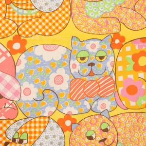 訳あり 160*60  ポップ イヌ ネコ 花 パッチワーク カラフル