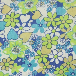 60*65 かわいい ポップ 花 ハートの葉 ブルー グリーン