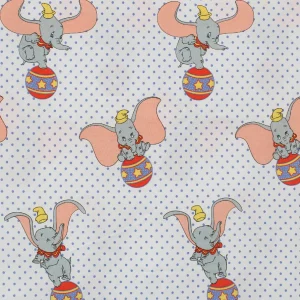 55*75 キルト解体生地  ダンボ ドット 水色