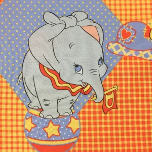 60*75 キルト解体生地  ダンボ オレンジ チェック ドット