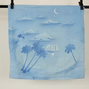 ピローカバー 夏の夜 海 船 グラデーション ブルー