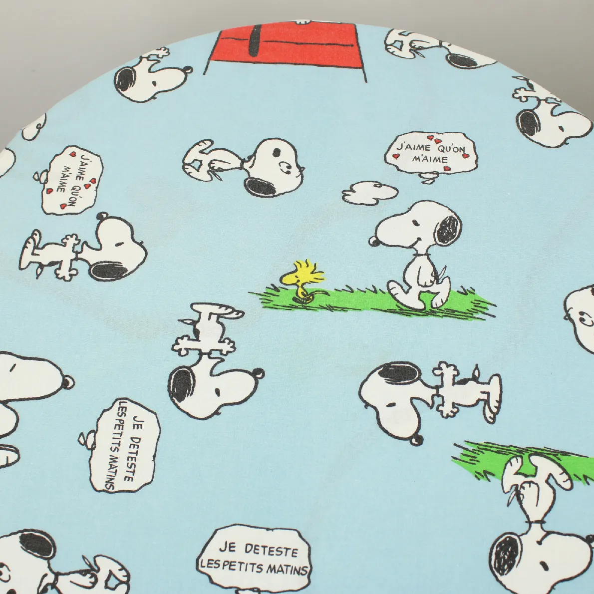 90*90 シーツ解体生地  スヌーピー フランス語 J'AIME QU'ON M'AIME