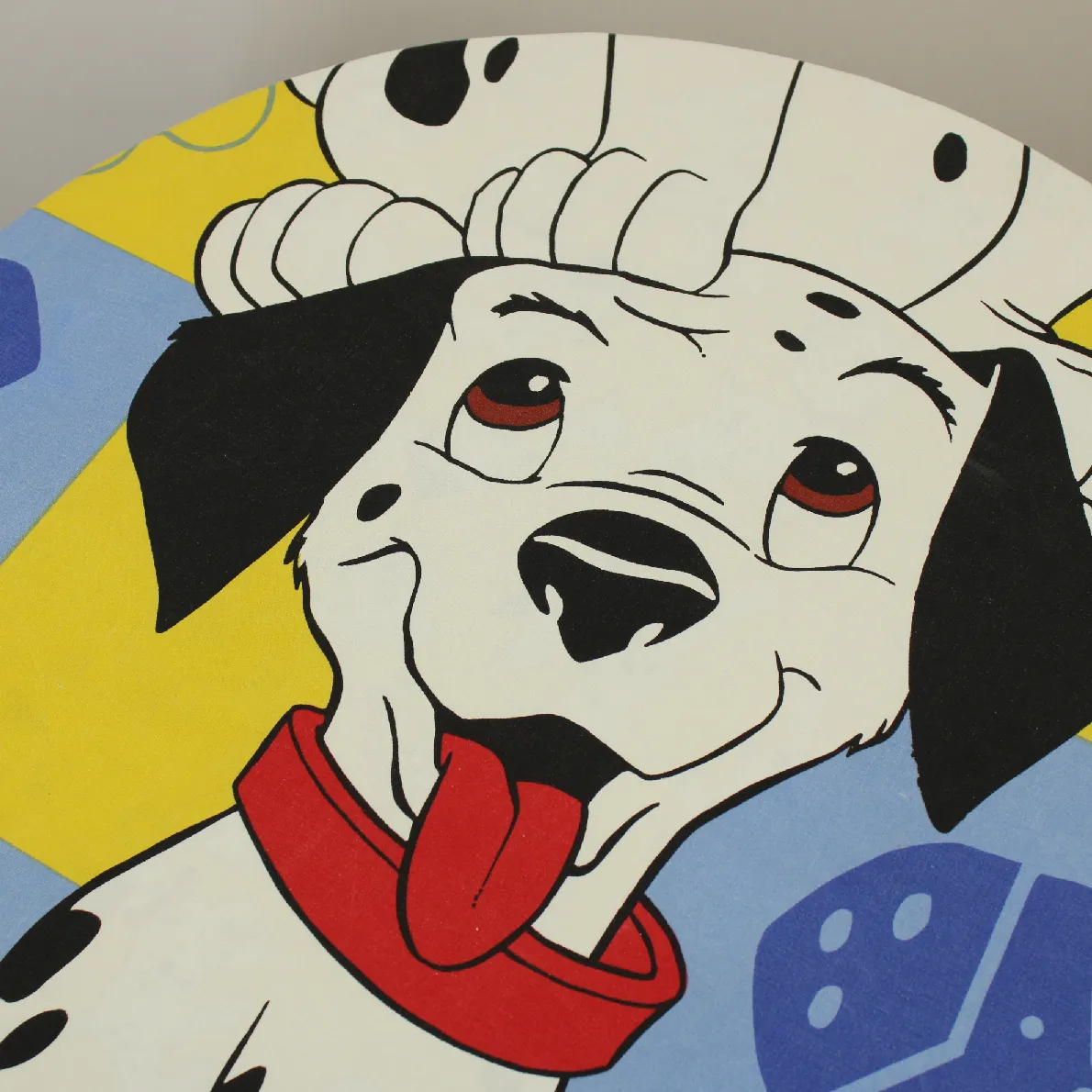 125*190 シーツ解体生地  101匹わんちゃん 大柄 チェッカー イエロー