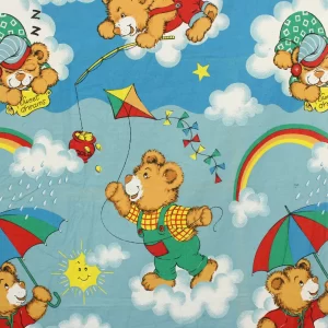 大判 130*190  カラフル テディベア クマ レインボー 雲