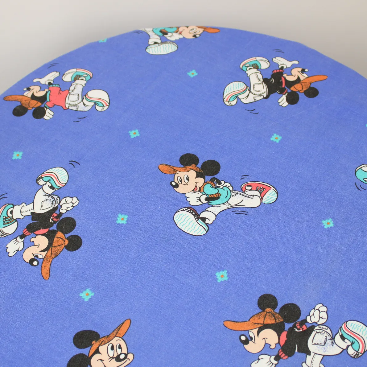 125*90 シーツ解体生地  ミッキー ポロシャツ ブルー 小柄