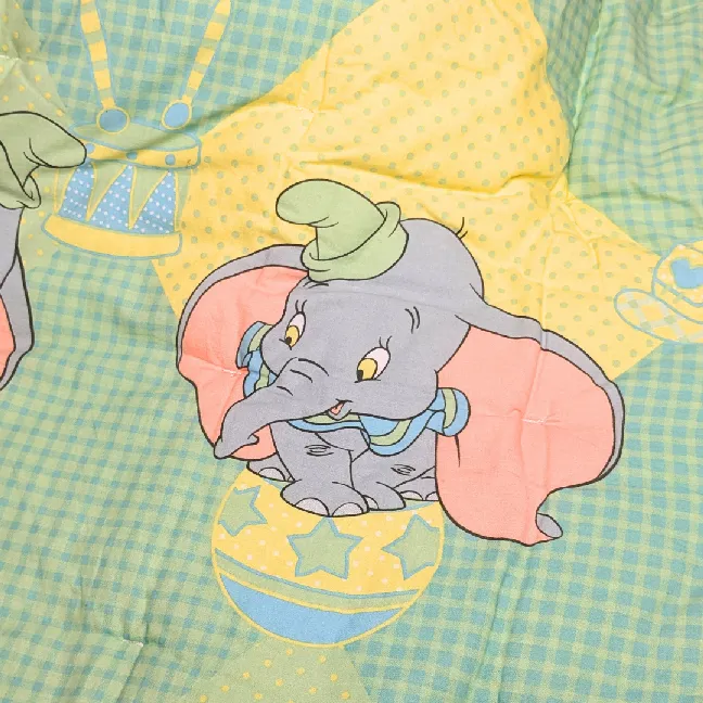 120*70 キルト解体生地  ダンボ グリーン チェック ドット