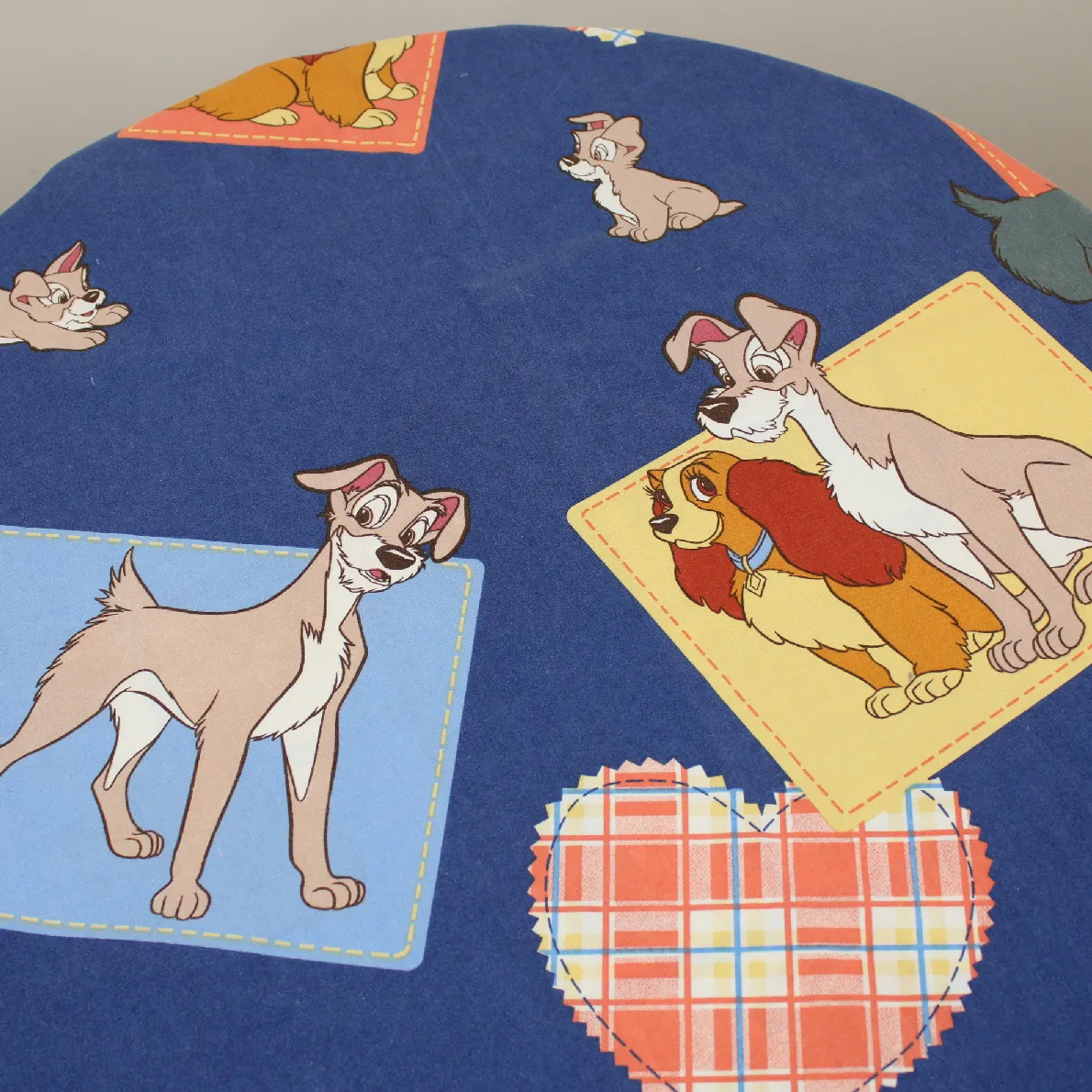 125*90 シーツ解体生地 わんわん物語 ワッペン ブルー