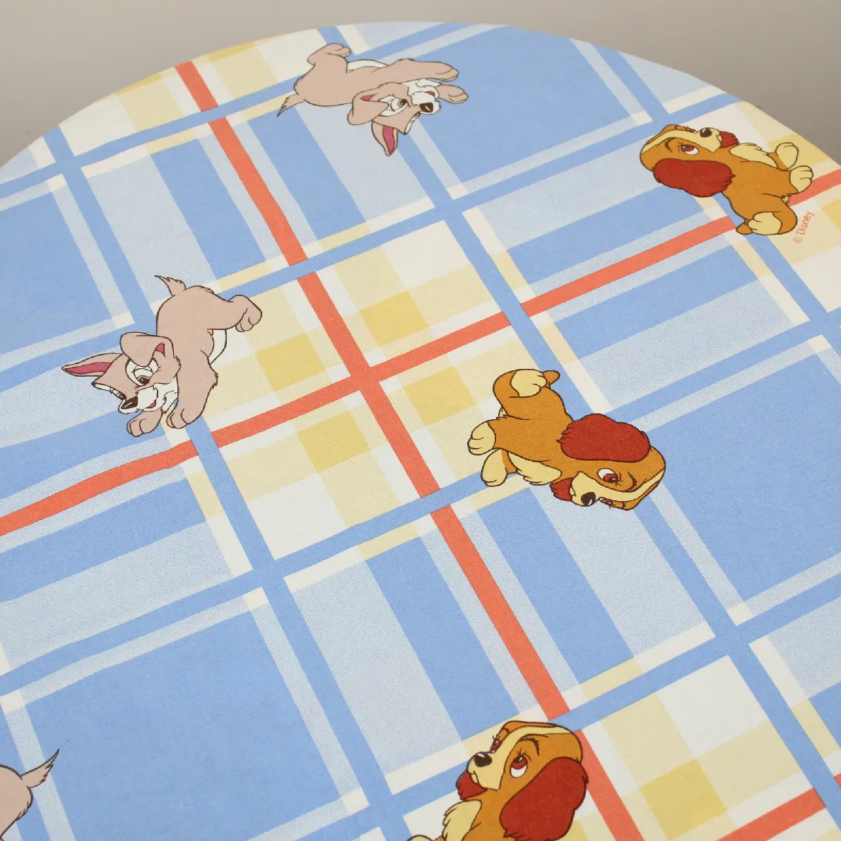 120*85 シーツ解体生地 わんわん物語 チェック 水色