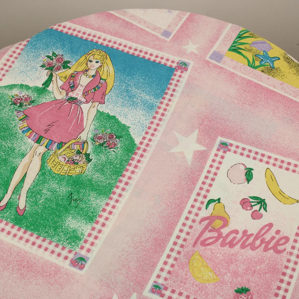 120*195 シーツ解体生地  バービー フレーム レトロポップ