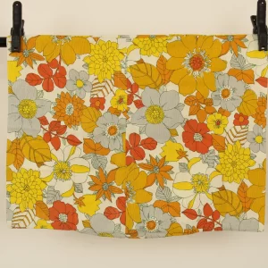 ピローカバー レトロシック 花 イエロー オレンジ B