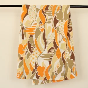 ロングピロー レトロ 丘のある風景 オレンジ ブラウン