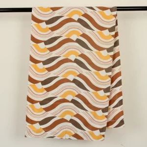 ロングピロー レトロ 波 パターン 曲線 ブラウン