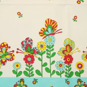 ベビーフラット かわいい 花とちょうちょ ブルー