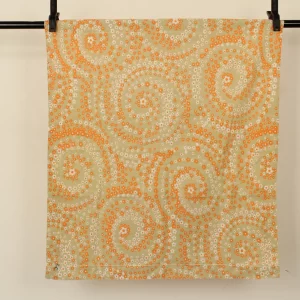 ピローカバー レトロ かわいい 小花 うずまき ベージュ オレンジ