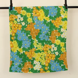 ピローカバー カラフル レトロ 花 グリーン オレンジ