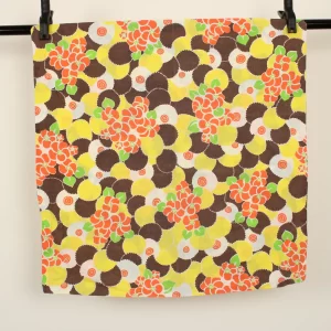 ピローカバー レトロ 花 もこもこ ブラウン イエロー オレンジ