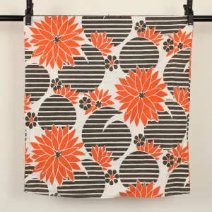 ピローカバー レトロ 花 ストライプ パターン