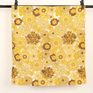 ピローカバー レトロシック 花 ベージュ ブラウン