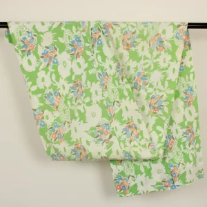 ロングピロー レトロ 花と植物 グリーン　