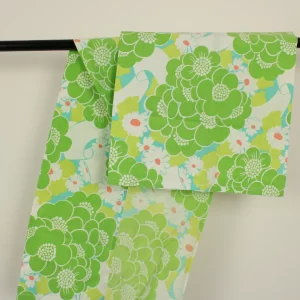 ロングピロー レトロ 花 リボン グリーン
