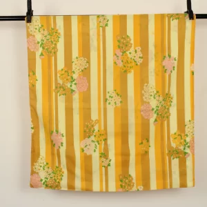 ピローカバー レトロ 花 やまぶき ストライプ
