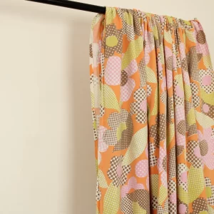 50*65 レトロ 花 ドット オレンジ ピンク