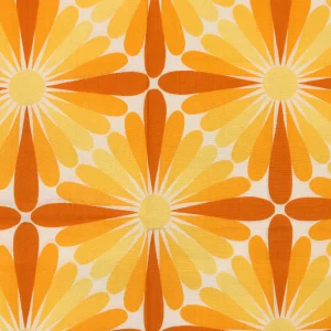 60*75 レトロパターン 花 イエロー オレンジ