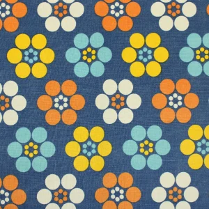 45*95 レトロ ポップ 丸い花 ブルー