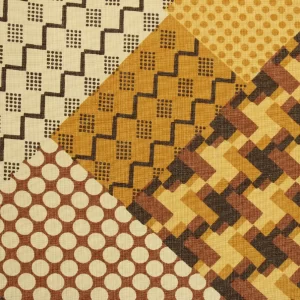 95*55 レトロ ドット チェック パッチワーク パターン ブラウン