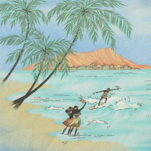 訳あり 85*125 レトロ ハワイアン サーフィン 海 オレンジ ブルー