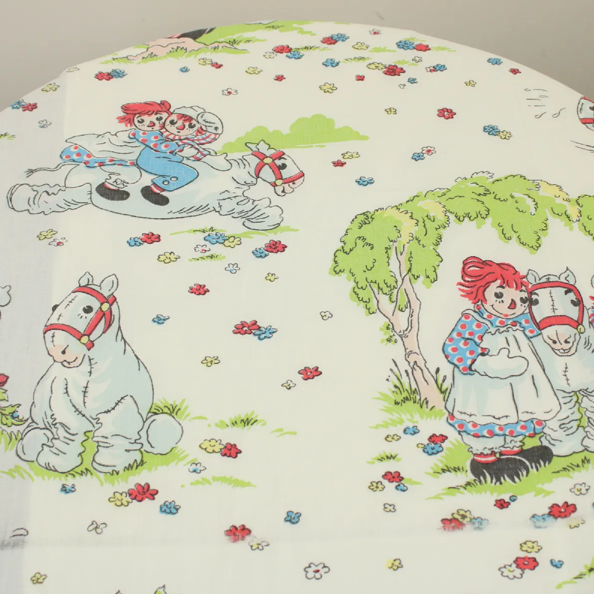 80*120 シーツ解体生地  ラガディ・アン＆アンディ レトロ 花 馬