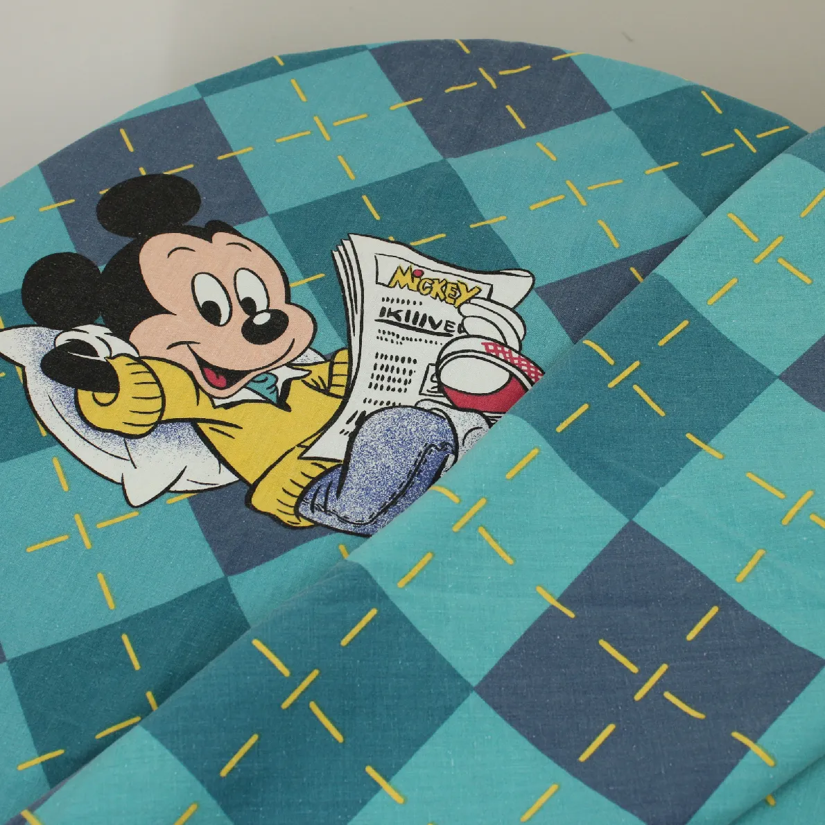 布団カバー ミッキー グリーン 緑 アーガイルチェック