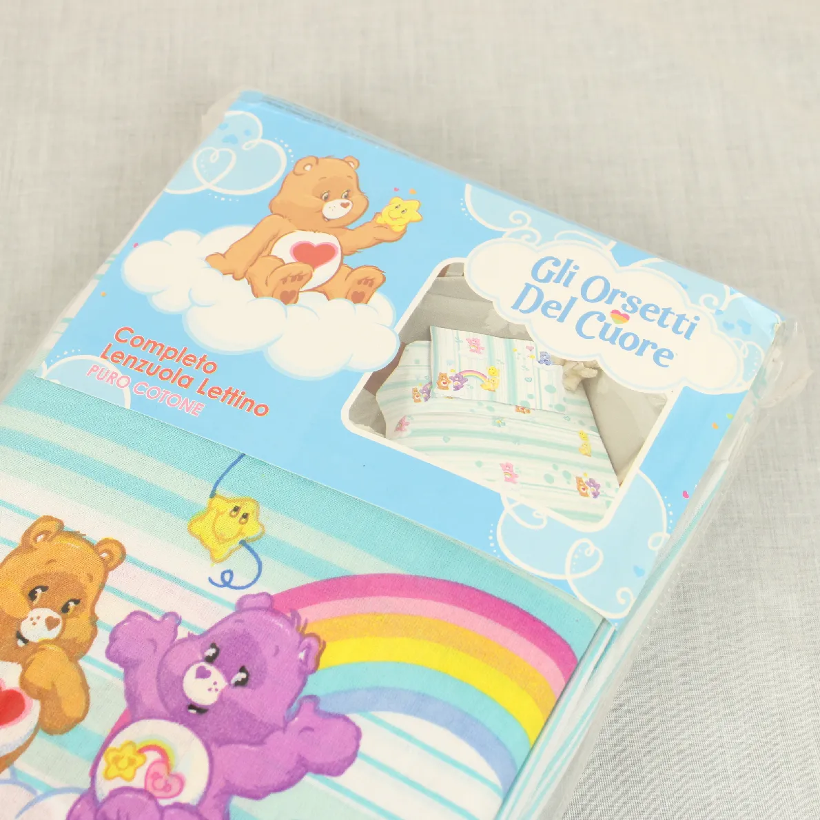未使用3点ベッドセット ケアベア Care Bears ストライプ 水色