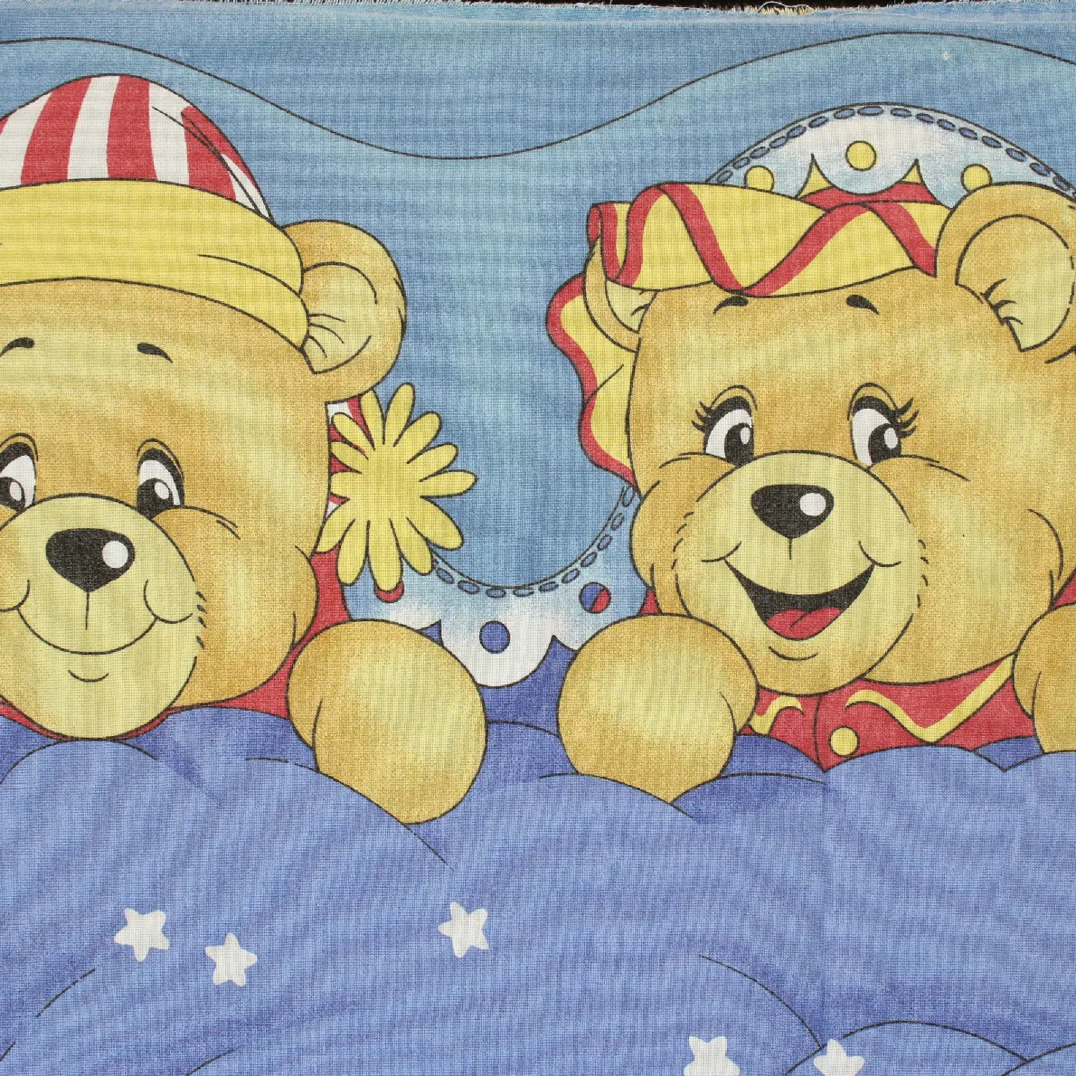 120*90 レトロ クマ 枕 パジャマ  星 ブルー 大柄