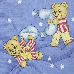 120*90 レトロ クマ 枕 パジャマ  星 ブルー 中柄