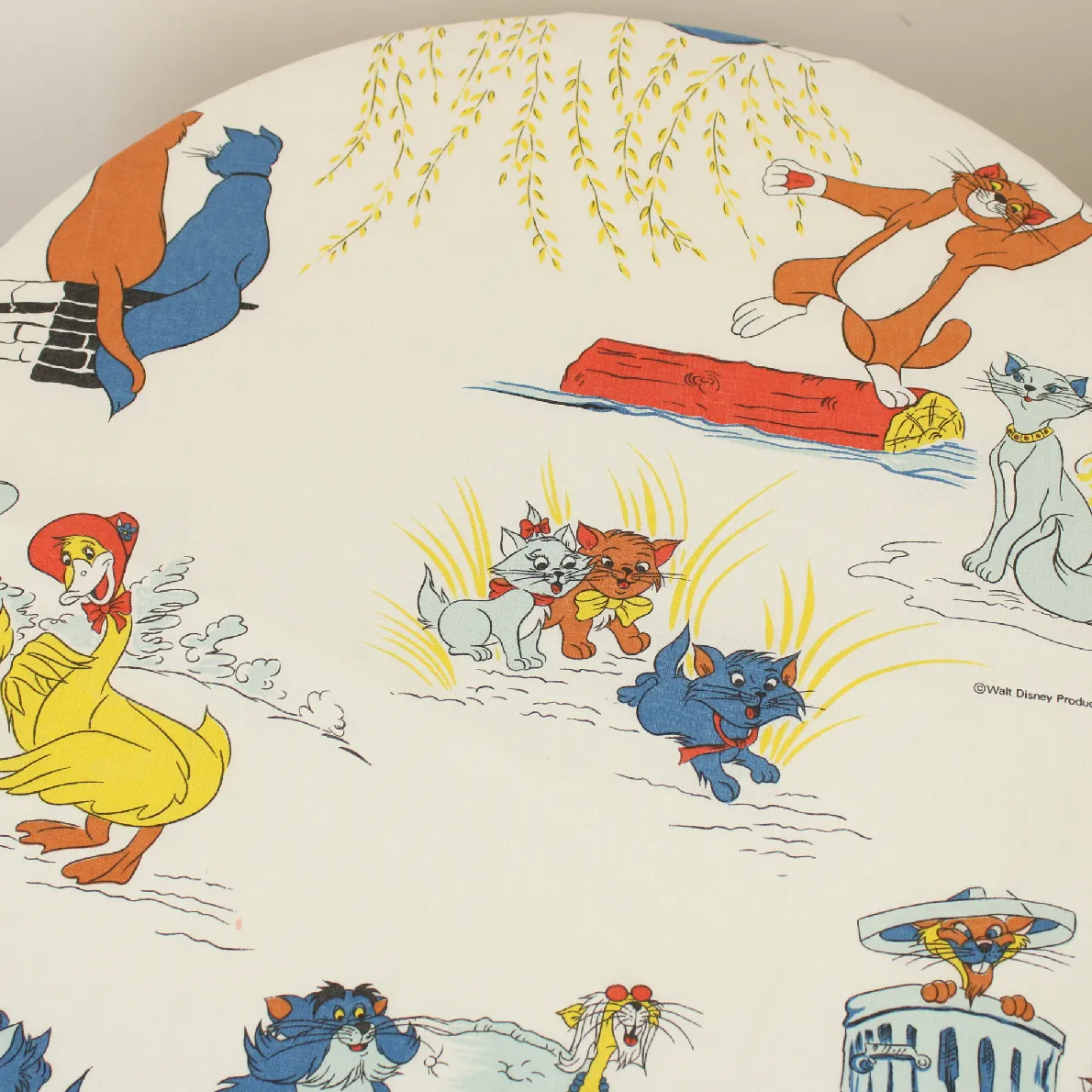 125*90 シーツ解体生地  おしゃれキャット レトロ 白