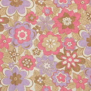 70*50 レトロ かわいい 花 ピンク パープル ベージュ